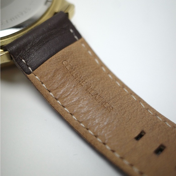 Karl Lagerfeld KL1038 Unisex Brown Leather Gold Bezel Men's Watch - Picture 7 of 15